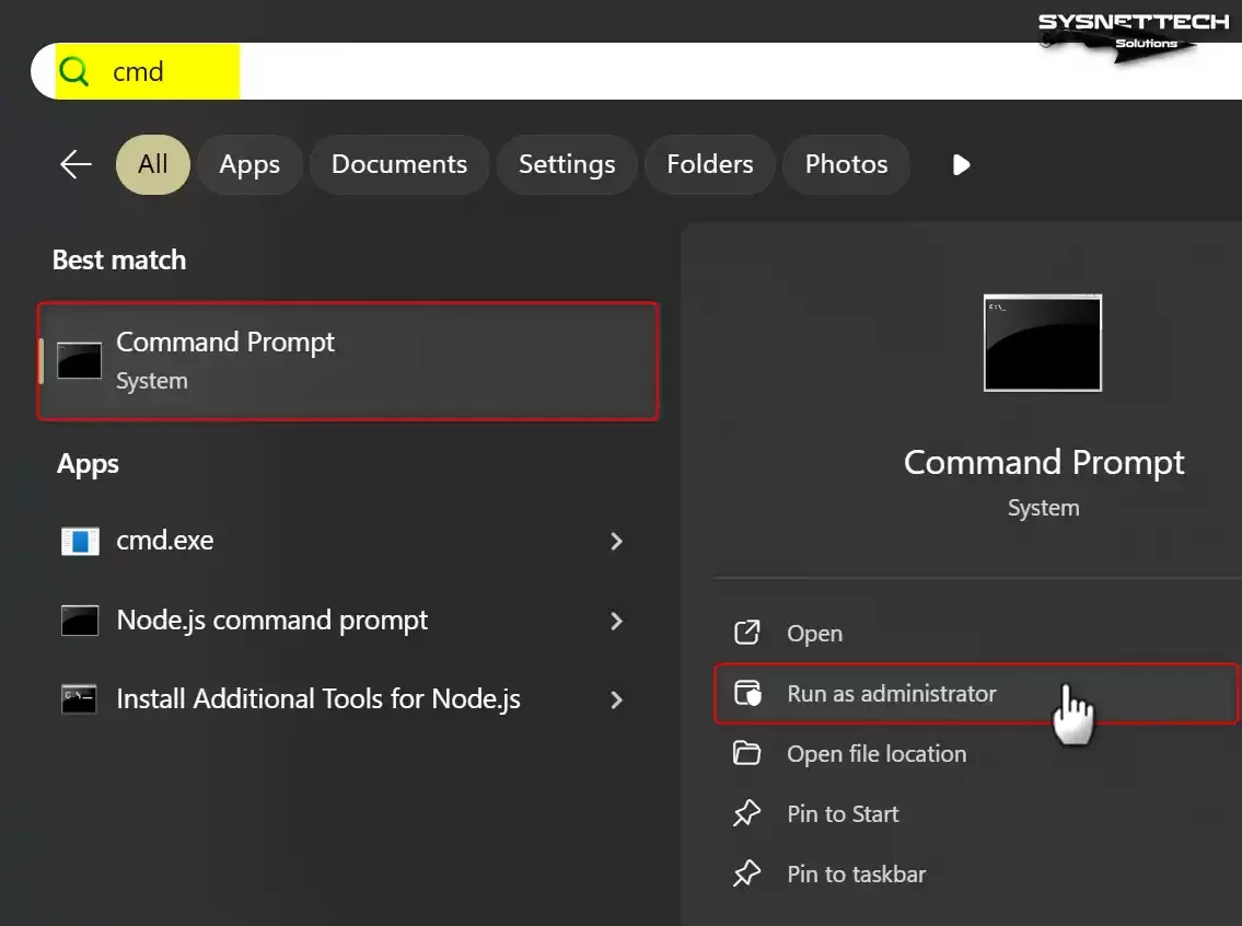 Windows 11'de CMD komut istemini yönetici olarak çalıştırma