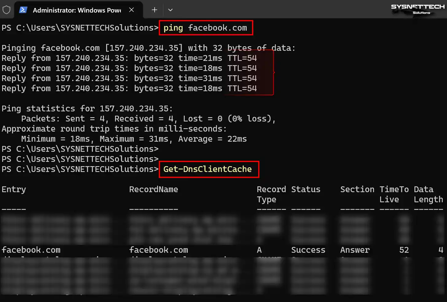 Facebook'a Ping Atma ve DNS Cache Kontrol Etme