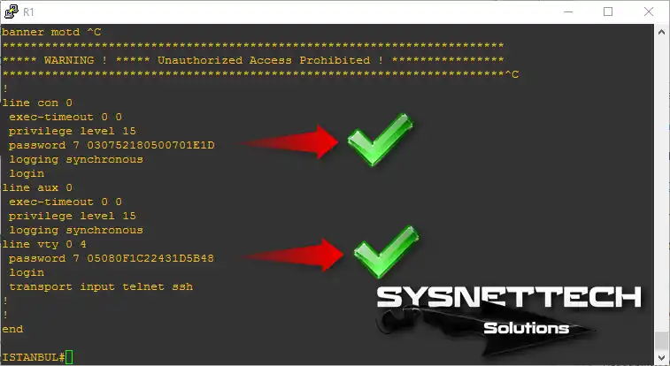 Running-Config'te Şifrelenmiş Parola