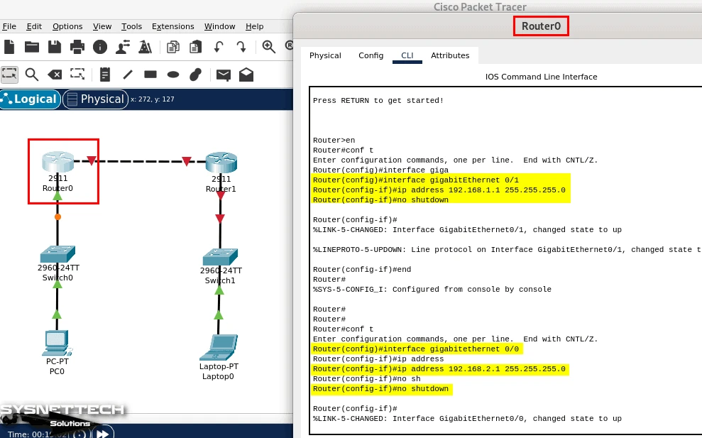 Router0'a IP Adresi Atama