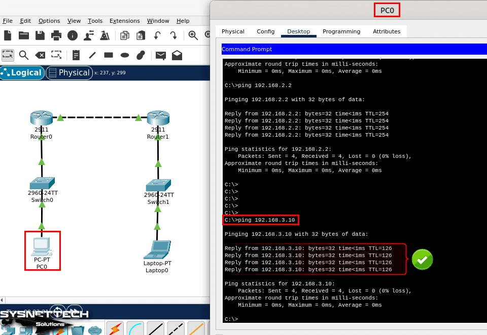 PC'den Laptop'a Ping Atma Başarılı