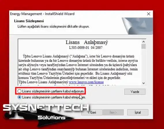 Lisans Sözleşmesini Kabul Etme