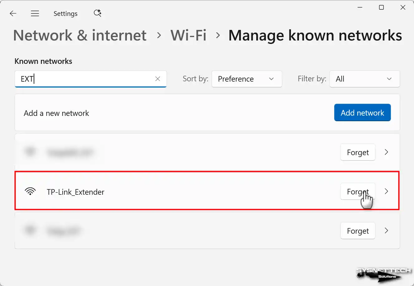 Windows 11 Üzerinde Bilinen Wi-Fi Ağını Unut Yapma