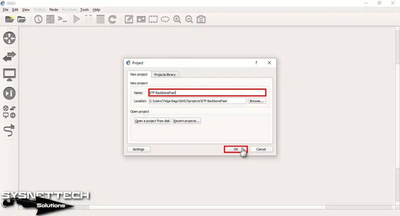 GNS3'te Yeni Proje Oluşturma