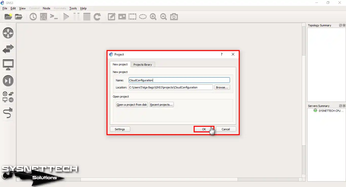 GNS3 Üzerinde Yeni Bir Proje Oluşturma