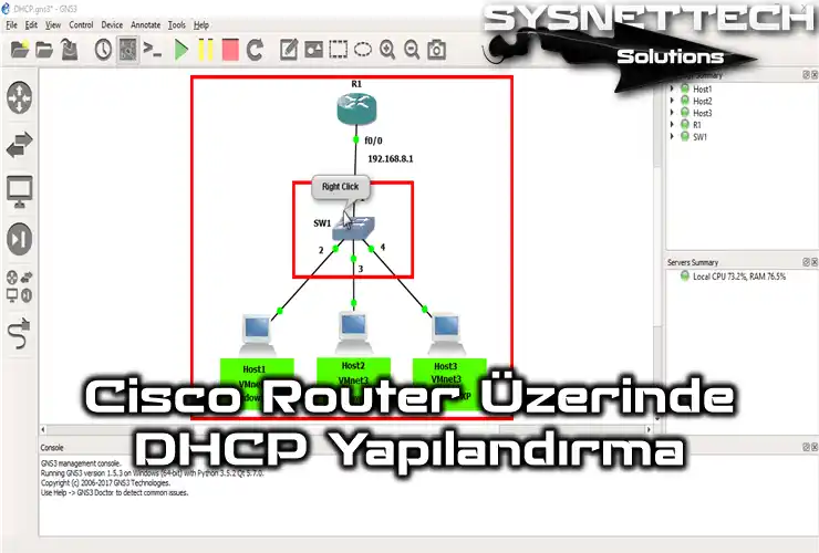 GNS3 ile Cisco Router DHCP Yapılandırma