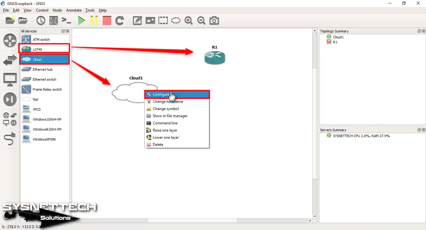 Cloud Configuration in GNS3