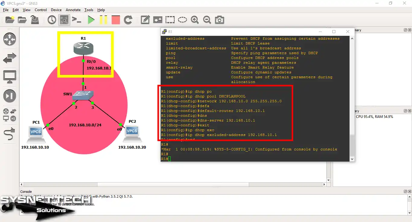 Enabling DHCP on the Cisco Router