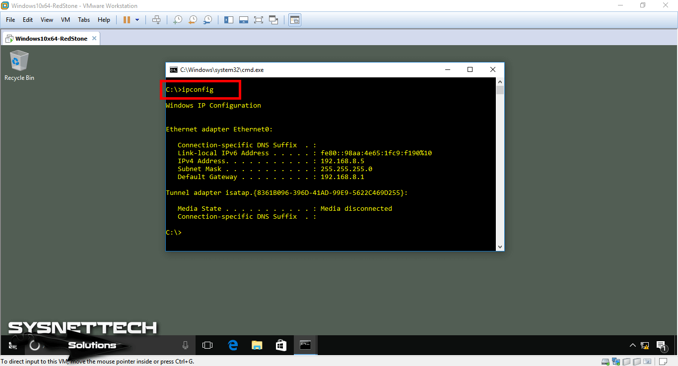 Using ipconfig on Windows CMD