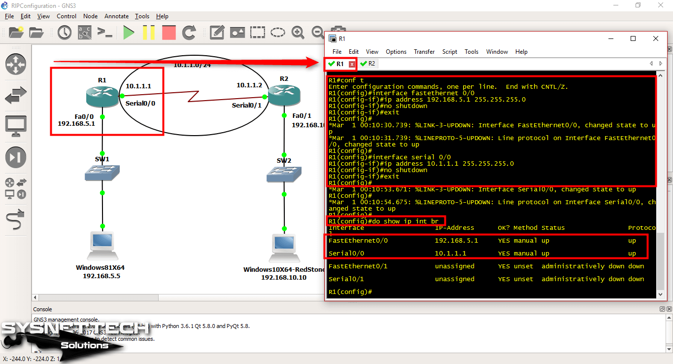 Configuring the Interfaces of the Cisco Router R1