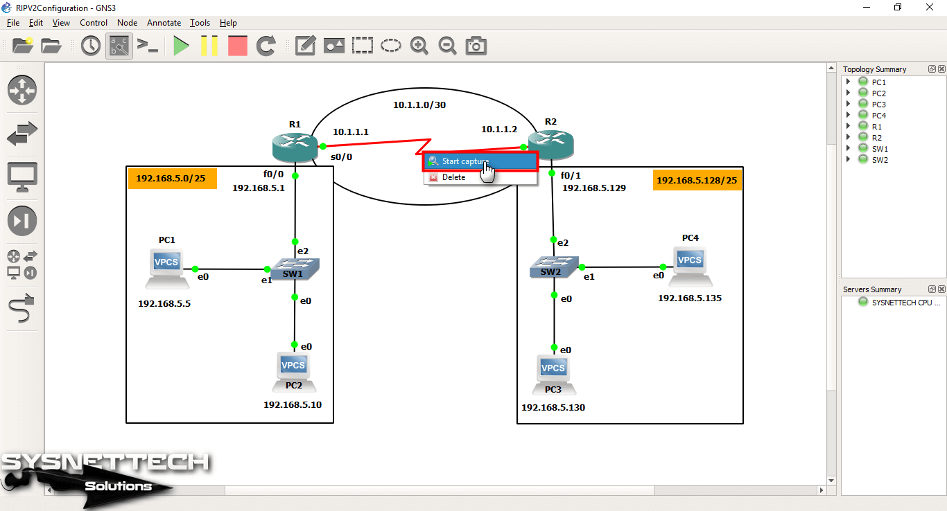 GNS3'te Wireshark Kullanımı