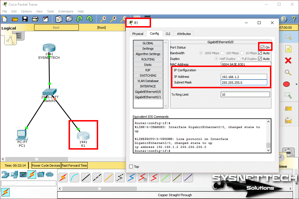 Assigning an IP Address to the Router's Interface