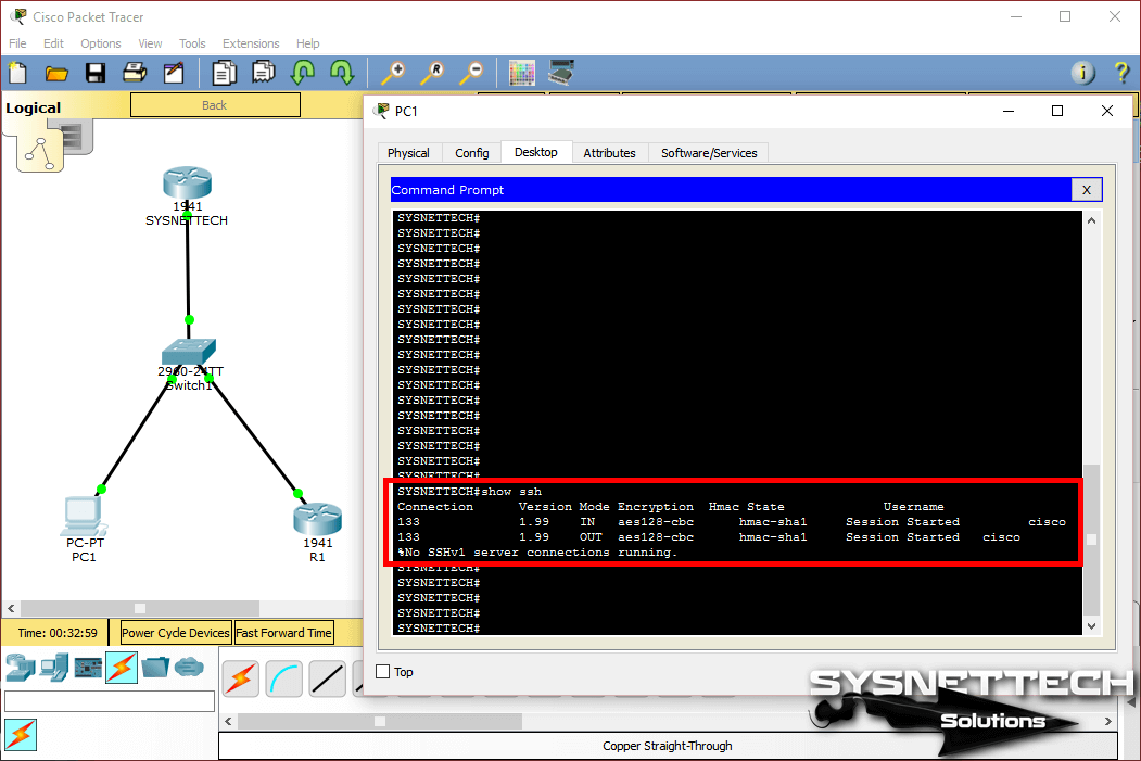 Using the show ssh command on the router