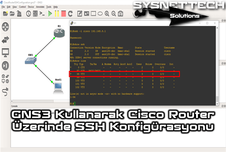 GNS3 Kullanarak Cisco Router Üzerinde SSH Konfigürasyonu