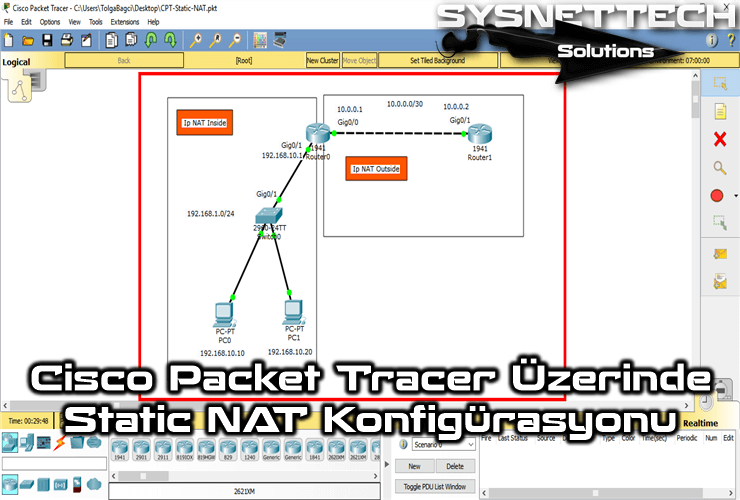 Cisco Packet Tracer Üzerinde Static NAT Konfigürasyonu