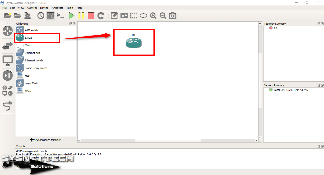 Add a Cisco Router to the GNS3 Workspace
