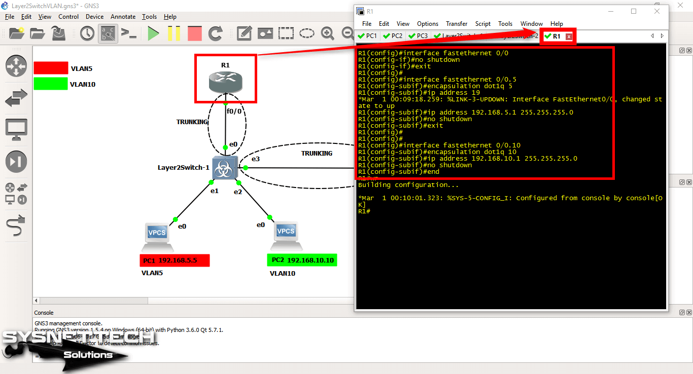 R1(config)#interface fastethernet 0/0.10