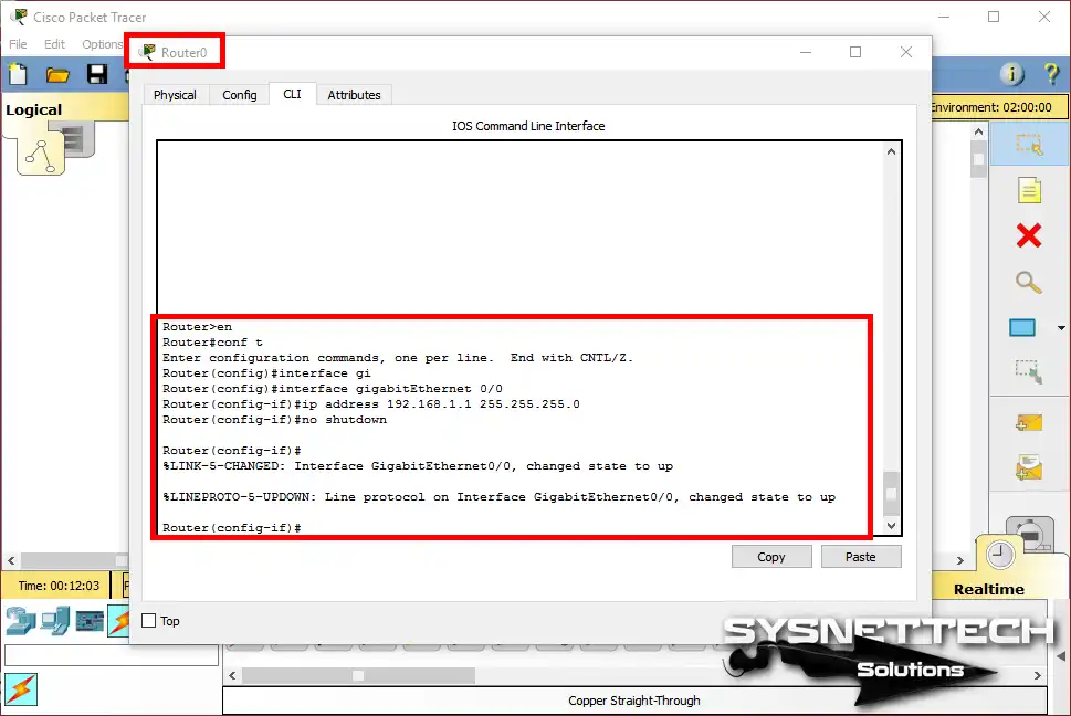 Router'ın GigabitEthernet0/0 Arayüzüne IP Adresi Atama