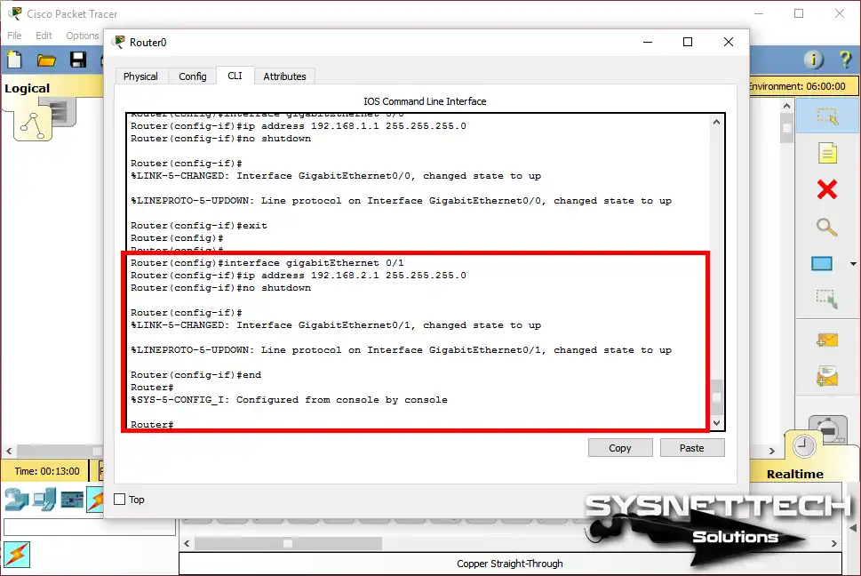 Router'ın GigabitEthernet0/1 Arayüzüne IP Adresi Atama