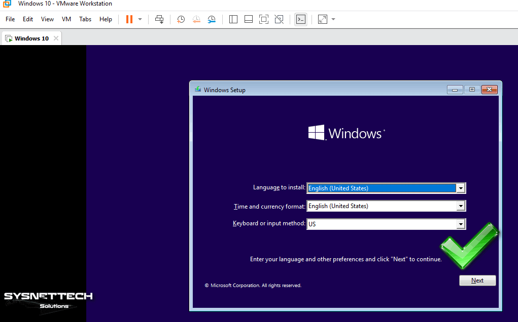 Setup Wizard of Microsoft Windows 10 System