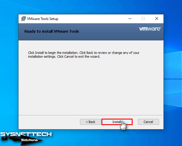 Running the VMware Tools Setup Wizard