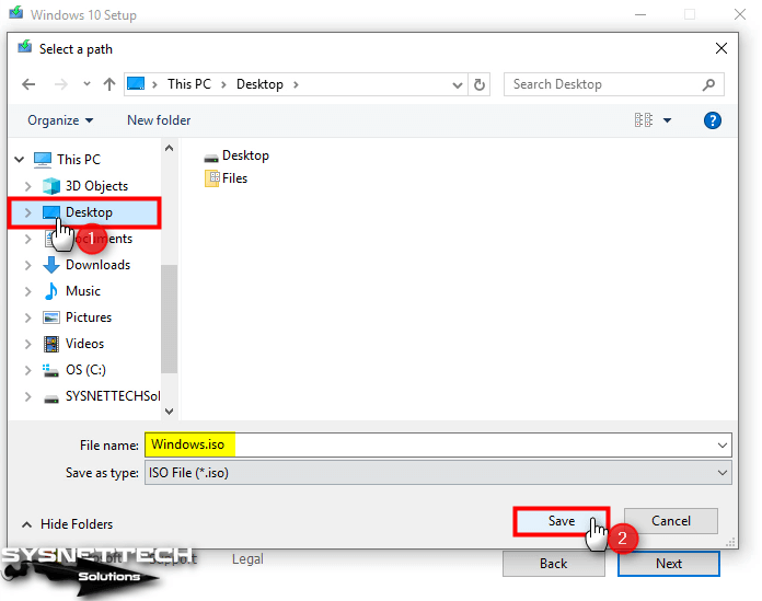 Windows.iso Dosyasını Masaüstü Konumuna İndirme ve Kaydetme