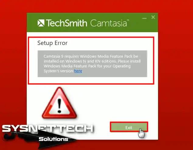 TechSmith Camtasia Setup Error