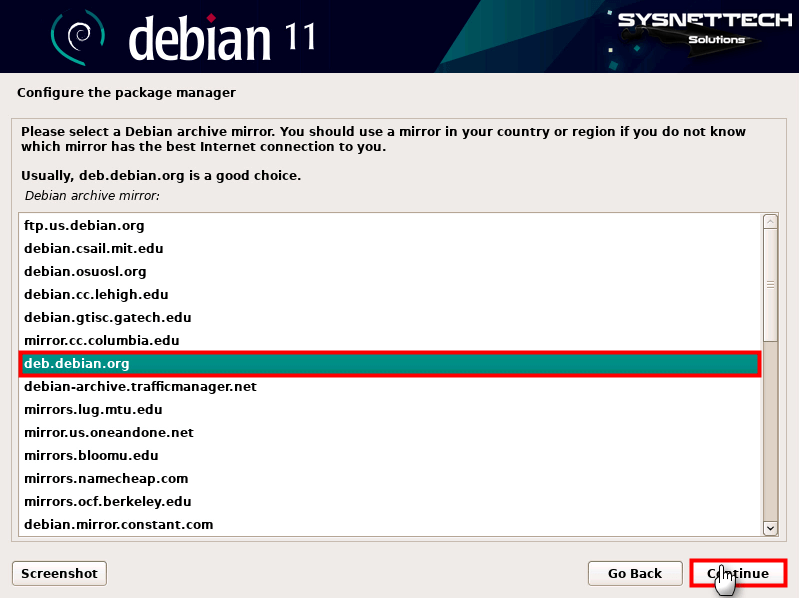 Debian Archive Mirror Kaynağını Seçme