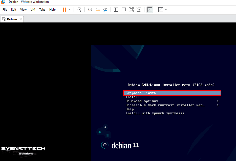 Debian GNU/Linux Installer Menu (Bios Mode)