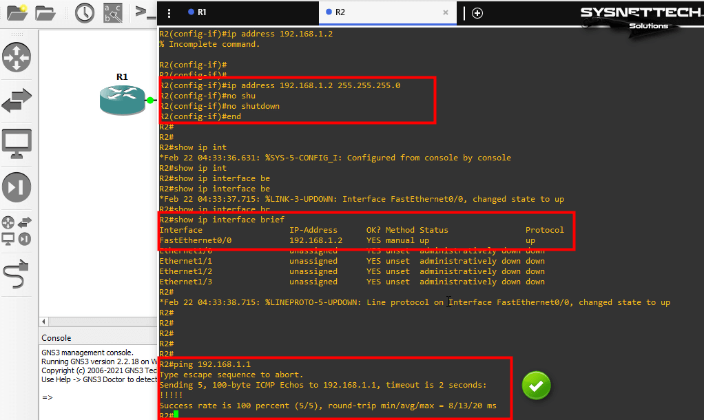 Assigning an IP Address to the Router's FastEthernet Interface and Checking the Port Status