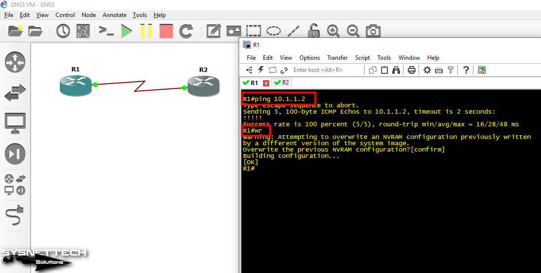 Network Connection Test Between Two Routers