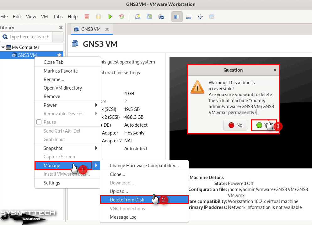 Deleting the GNS3 Virtual Machine