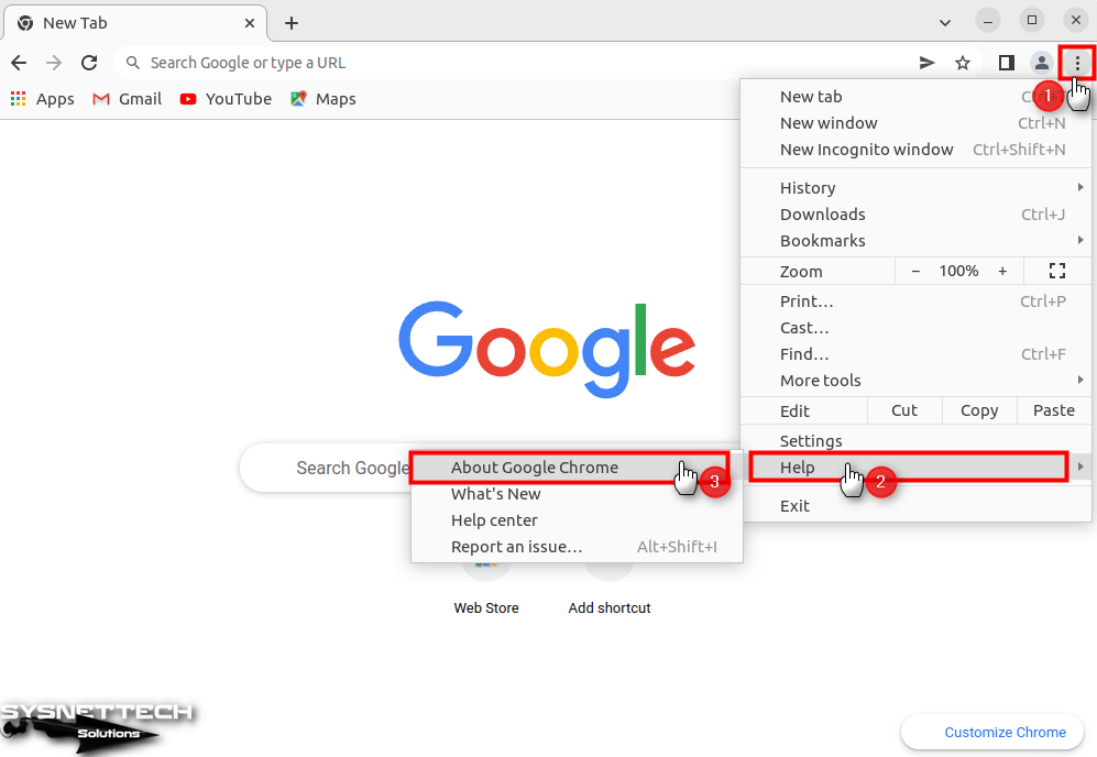 Opening About Google Chrome