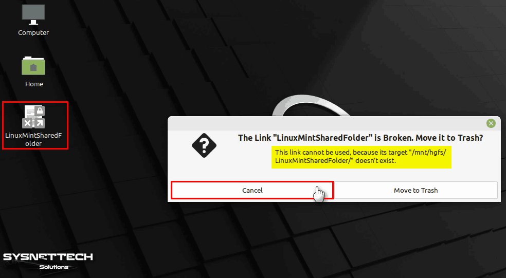 Shared Folder Broken Error