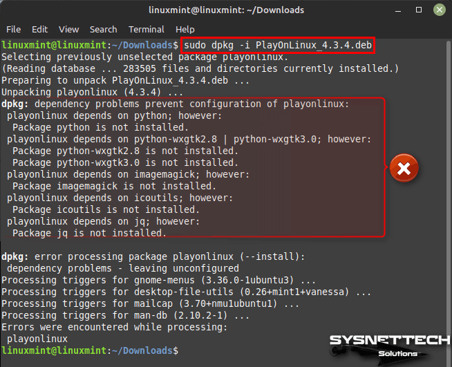 Dependency Errors Preventing PlayOnLinux from Configuring