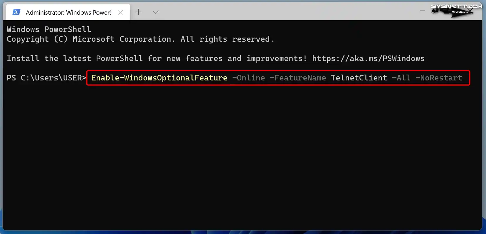 Telnet client setup with PowerShell