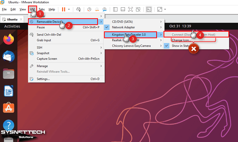 Connect USB Disk Option Grayed Out
