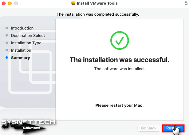 Restarting Your Mac After VM Tools Installation
