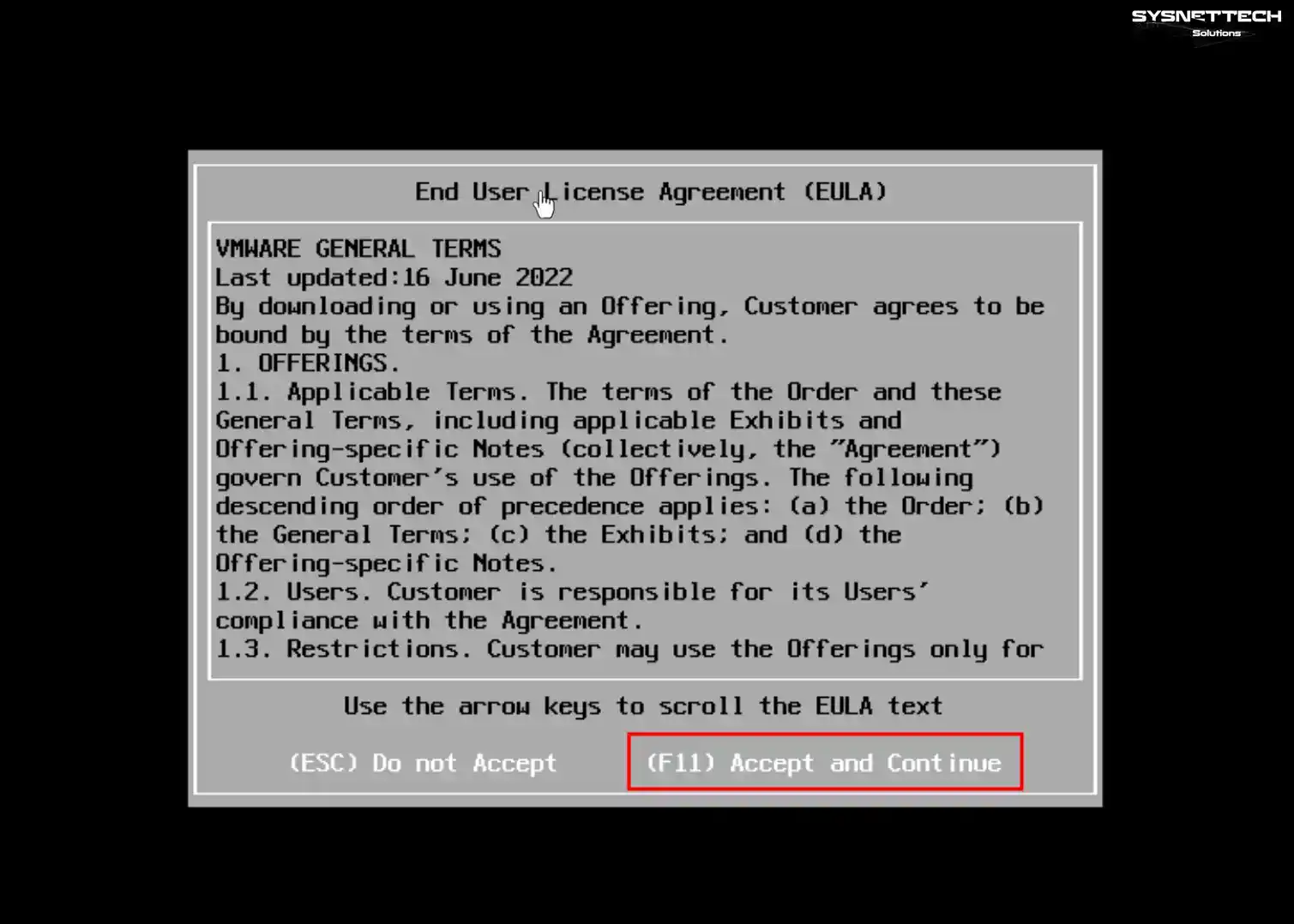 Accepting the User License Agreement