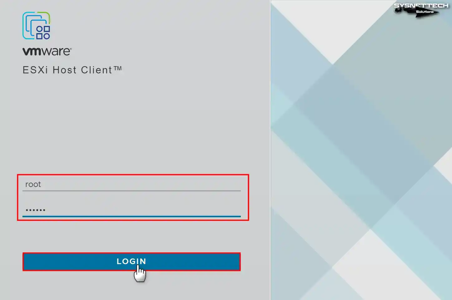 VMware ESXi Host Client'te Oturum Açma
