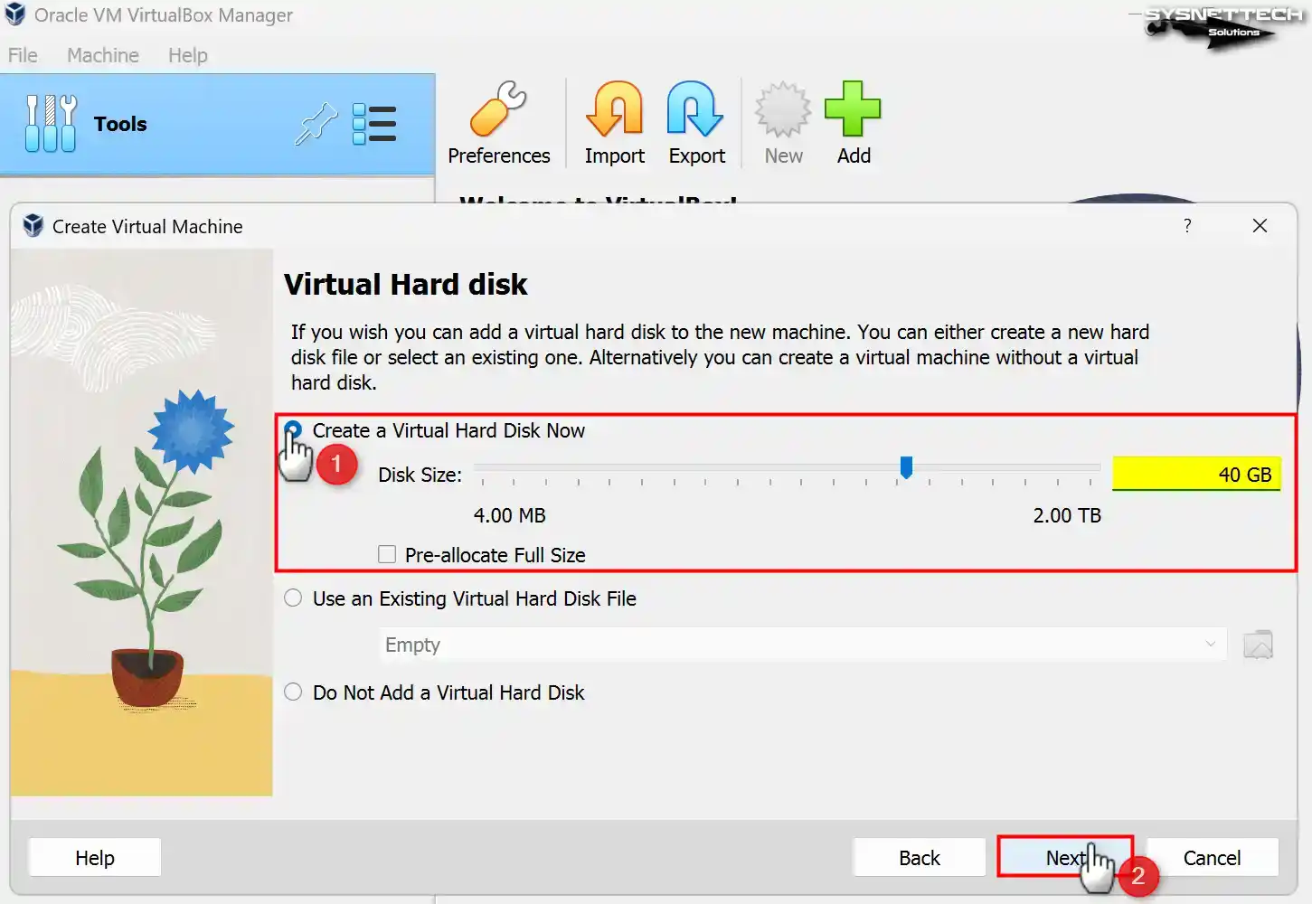Creating a New 40GB Virtual Hard Disk