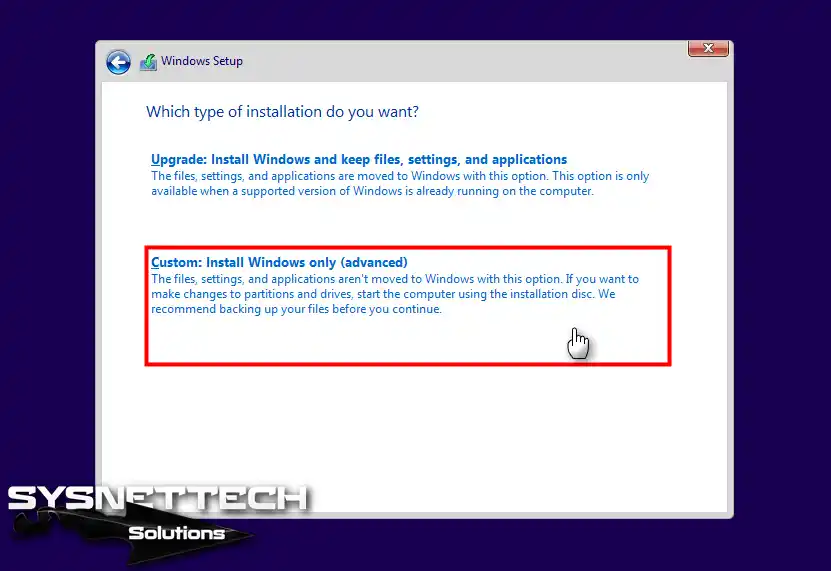 Manuel Kurulum Seçeneğini Seçme