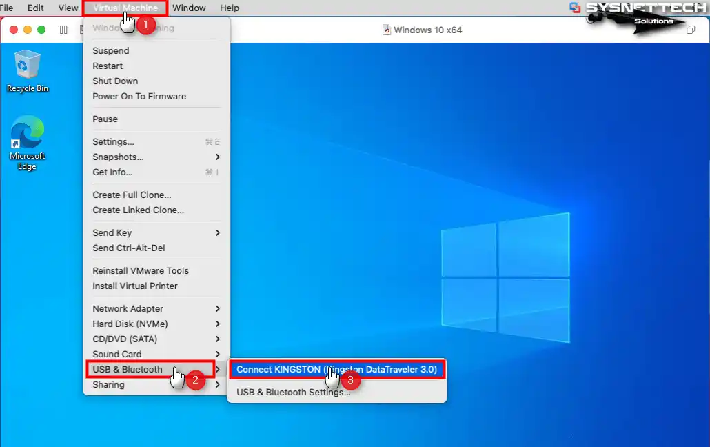 Flash Diski macOS Host'tan Windows 10 Guest Makineye Bağlama