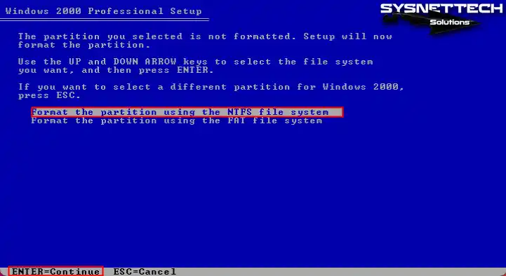 NTFS Dosya Sistemini Kullanarak Bölümü Biçimlendir