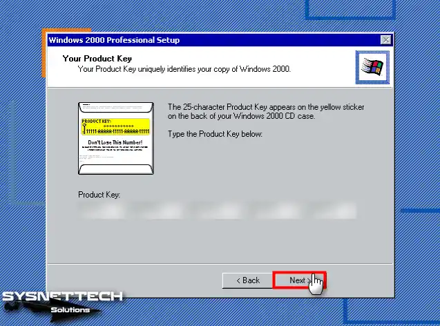 Windows 2000 Ürün Anahtarını Girme
