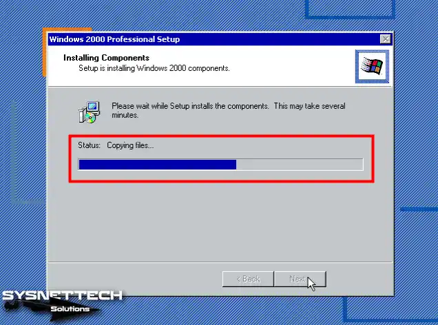Windows 2000 Bileşenleri Kuruluyor