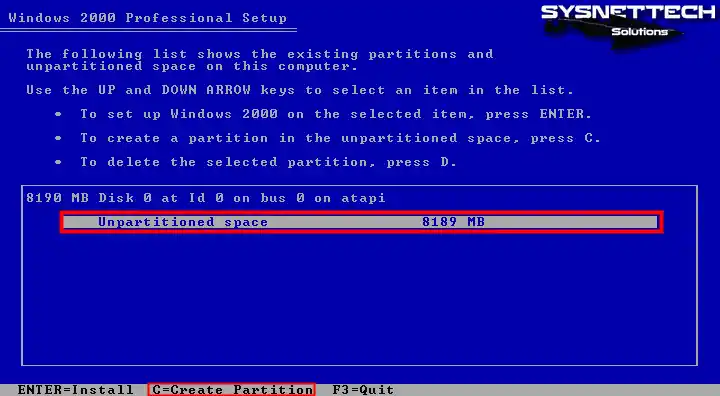 Creating a New Partition on a Virtual Disk