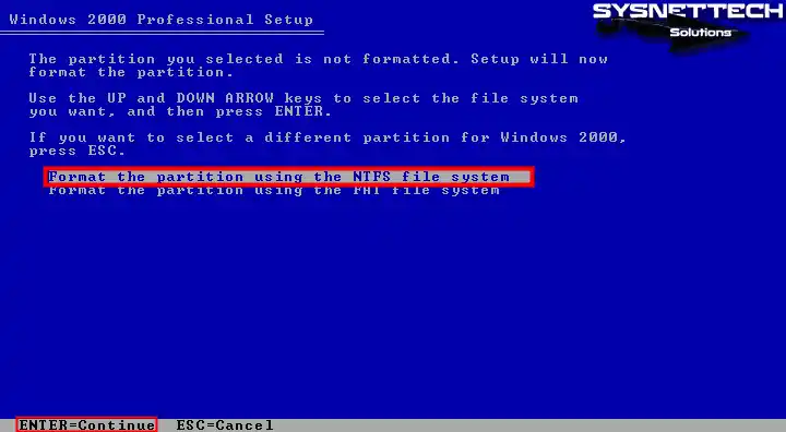 Format Partition Using NTFS File System