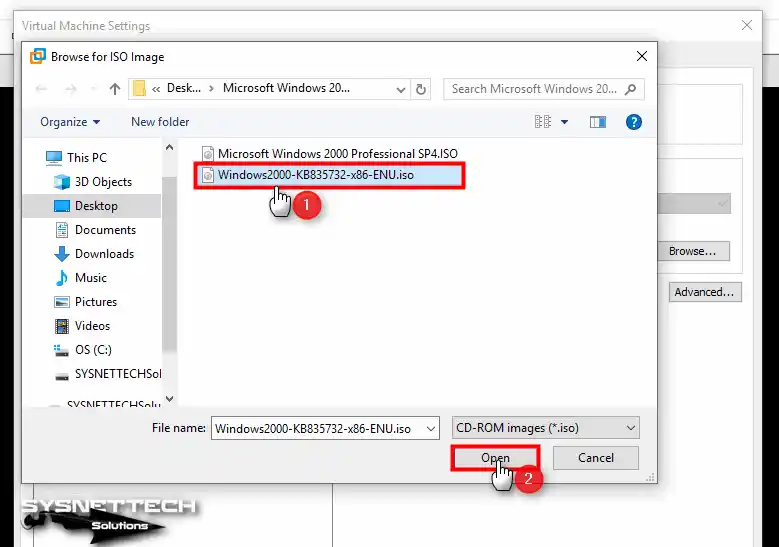 Adding Windows 2000 KB835732 ISO File to VM
