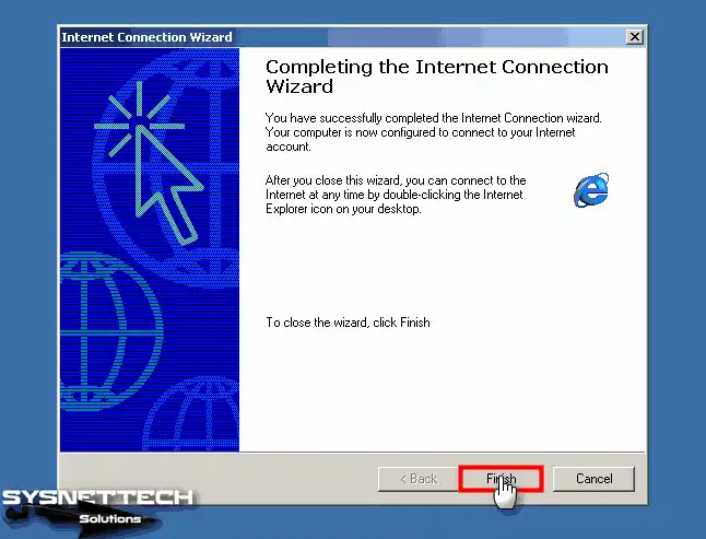 Completing the Internet Connection Wizard